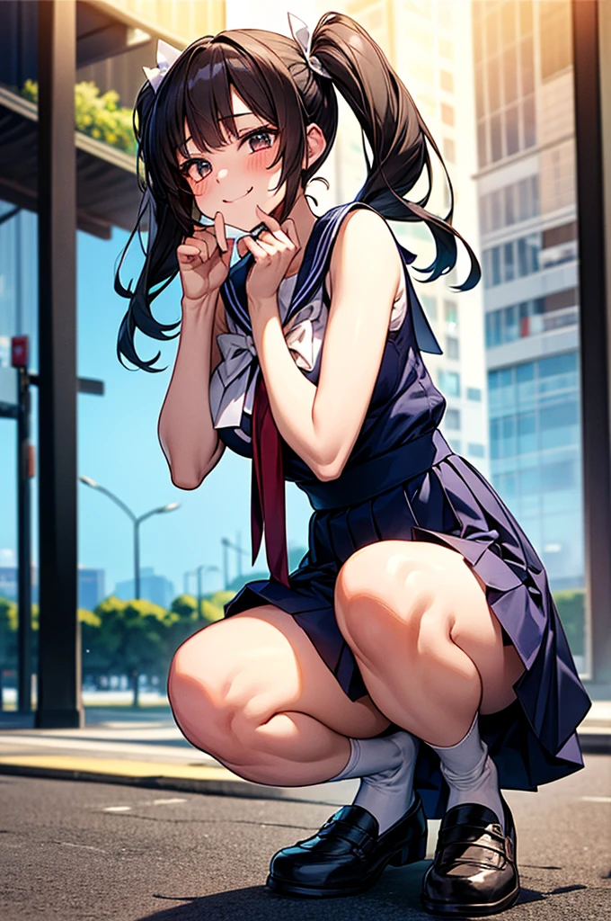 Japanese 、high school student、Lift up your skirt、Showing panties、grinning、白いShowing panties、Pull up your skirt、Sneer、Blushing、
