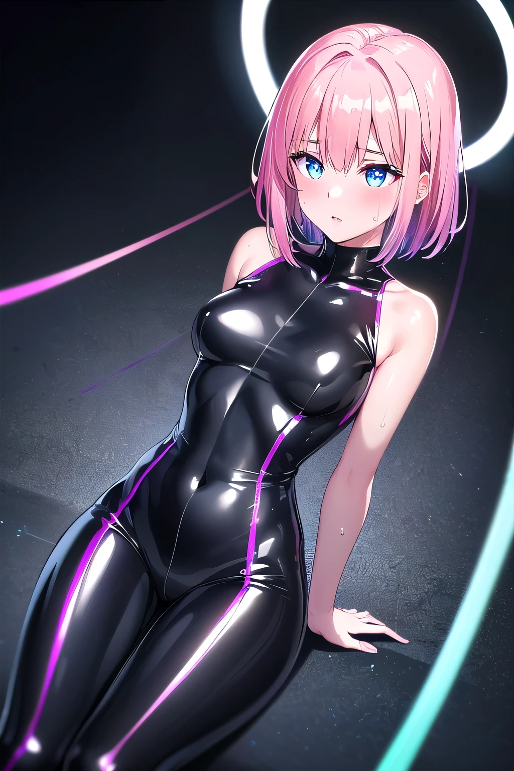 momomodel Building Uke, Deviluke type, demon tail, hair flower, hair ornaments, (purple eyes:1.1), pink hair, short hair, tail, smile,happy smile, smile, open your mouth,
break demon tail, green , school swimwear,wet hair,wet skin,barefoot,noon,sunny,
break ourdoors, School pool,
break looking at viewer, (cowboy shot:1.5),
break (masterpiece:1.2), highest quality, High resolution, unity 8k wallpaper, (shape:0.8), (beautiful detailed eyes:1.6), extremely detailed face, perfect lighting, extremely detailed CG, (perfect hands, perfect anatomy),
