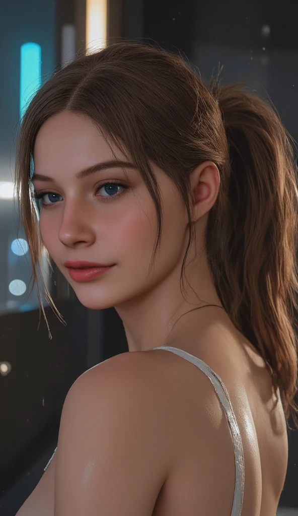 woman posing for a photo, (wearing deep_v-neck_dress), (side_swept_hair, ponytail:1.3),
good hand,4k, high-res, masterpiece, best quality, head:1.3,((Hasselblad photography)), finely detailed skin, sharp focus, (cinematic lighting), night, soft lighting, dynamic angle, [:(detailed face:1.2):0.2],(((5 stars hotel))),