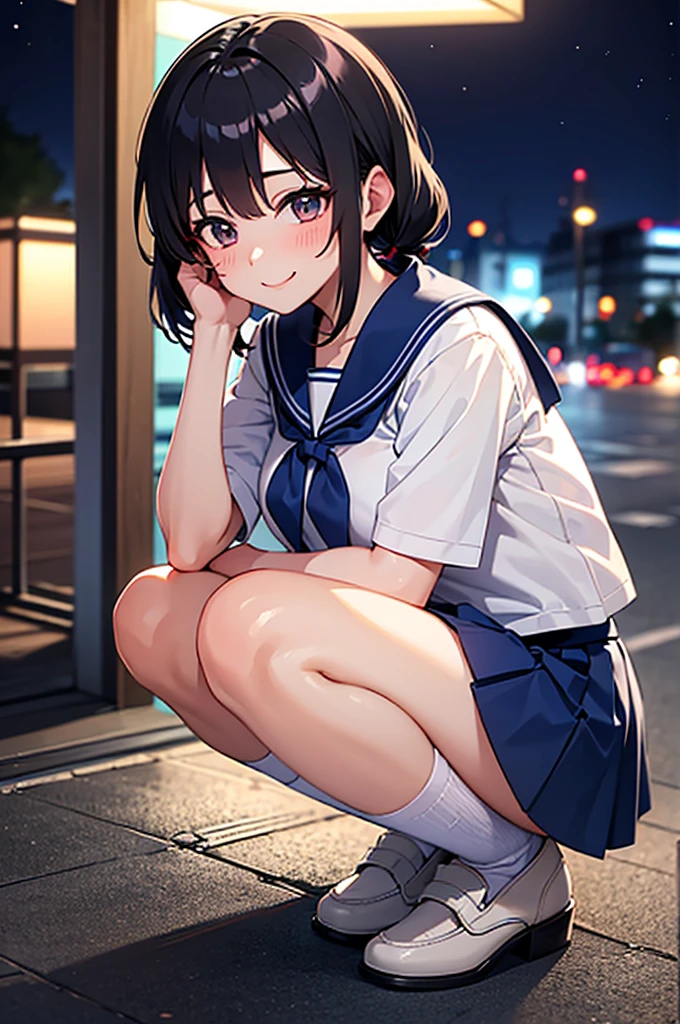 Very detailed, closed mouth,CG, 8k wallpaper, wonderful, (masterpiece:1.5, Highest quality), ( Depth of written boundary), Dynamic posture,narrow angle,night,Sailor suit,crying,,High quality white panties,Lean back,I'm on my knees,Sit on a park bench at night,fat,Sigh,Dark House,Sneakers and loose shirt, {{beautiful middle size breasts 1:4}},Pleated skirt,Photoreal 1;4,brown hair,full body ,portrait1;4, high quality panties,{{schoolgirl}},top quality,cute girl,high quality background, slanted eyes, detailed shirt chest wrinkles,BREAK, {{beautiful blue eye1:4}}, Accurate 5 fingers