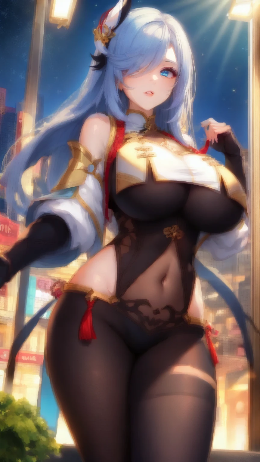 4K,High resolution, (Highly detailed CG,8k,wallpaper)、One ,(Clean detailed eyes),((Fantasy Costume)),(((Put out the nipple)))),((NSFW)),(Huge breasts),(Huge breasts),(Huge breasts),(Huge breasts),(((Huge breasts))),(Beautiful and shapely breasts),Light-colored hair、Cute hairstyle