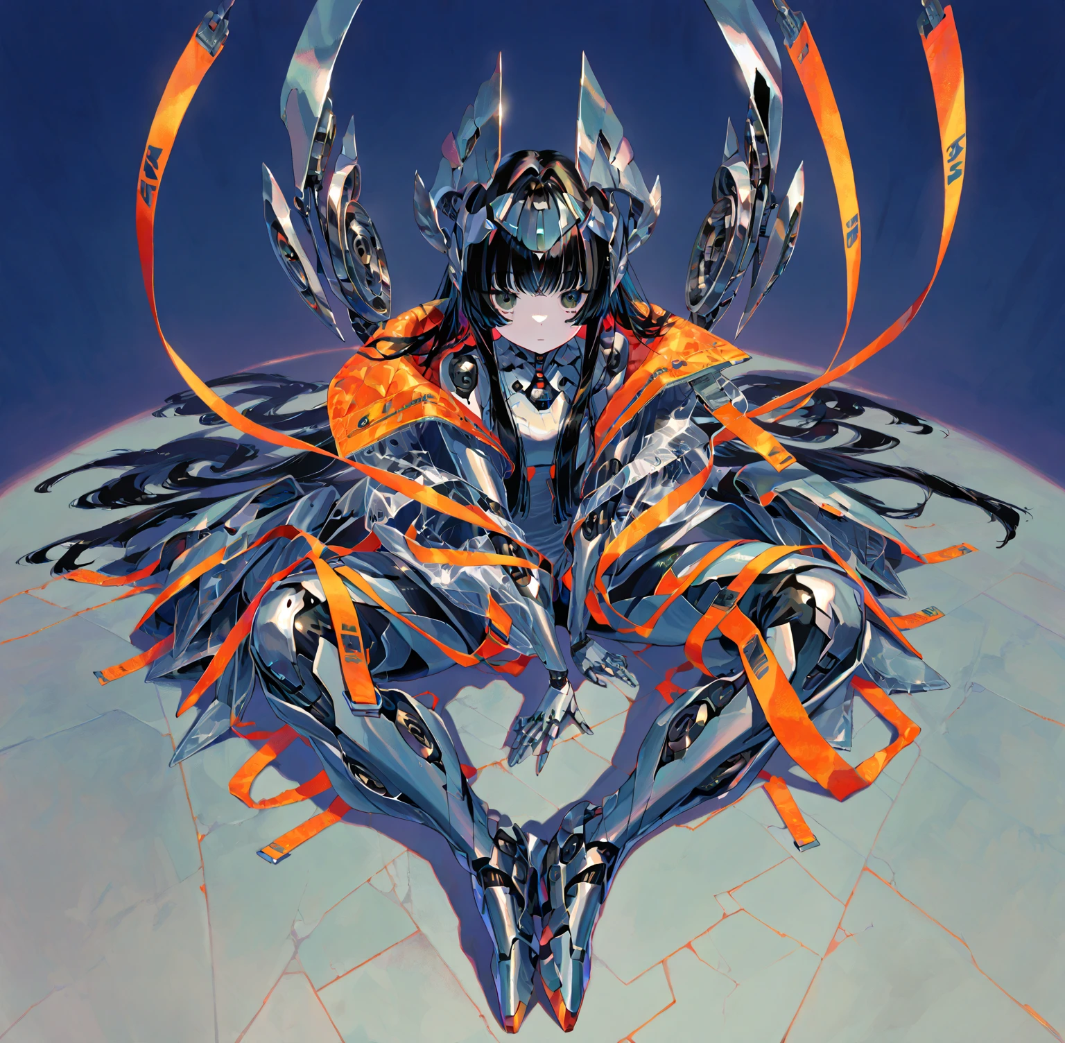 Beautiful girl fused with a spider. Girl in Japanese style maid costume. ((Female Solo. 1.1)) . hiquality. Dark fantasy style illustration. she has short hair. ratex. Shining eyes. Spider legs extending from behind her. tarantula. Embroidery with a spider web pattern. Spider web tattoo. monstergirl. Dark indoor. Wooden house.