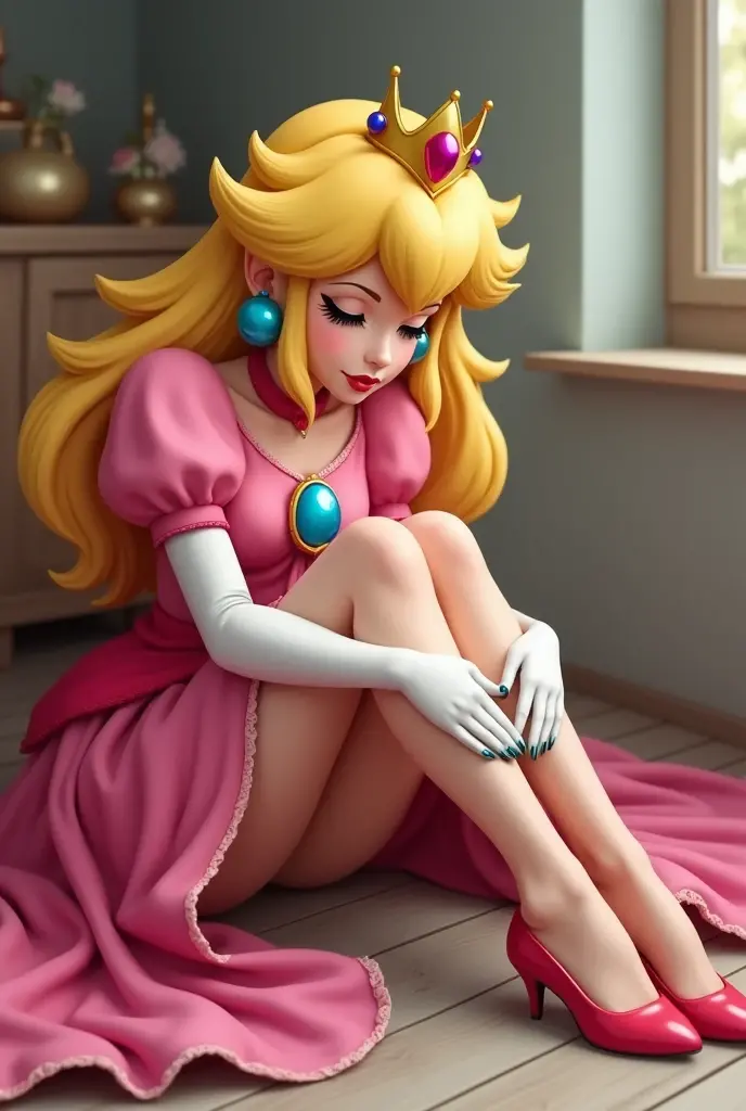 Princess Peach humiliating you putting her feets in front of your face to lick them while is payed because It's pretty