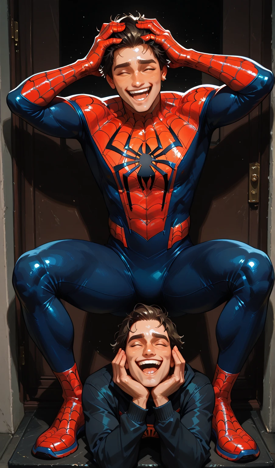 Muscles like a bodybuilder,Huge penis,8-year-old boy,Crying face,Drooling,Protruding veins in the body,Bodybuilder-like muscles,Ejaculating penis,Sexy nipples,Ejaculate a lot,Trembling,Expressions of drowning in pleasure,Muscular thighs,Penis bigger than a foot,Give yourself an injection,Spiderman Suit,baby,