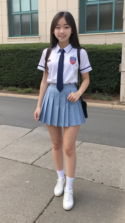 Cute Girls、high school girl、uniform、mini skirt、See-through、Fluttering in the wind、cycling