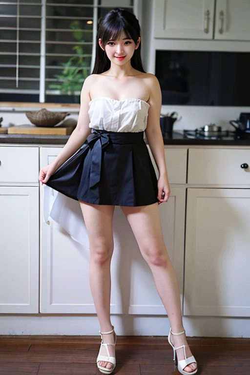 (Tabletop, Highest quality, Capture the cutest moment, Depth of written boundary, Ultra-detailed, Ultra-high resolution, C4D, Octadale, 3D Modeling, 8K, 16K, One Girl,Middle school students, ,Black-haired,short hair,Straight Hair,Light brown eyes,White headband,Wearing black glasses,Cute face), Black tank top、bloomers、Shabby room,knight,Moonlight, Recall,