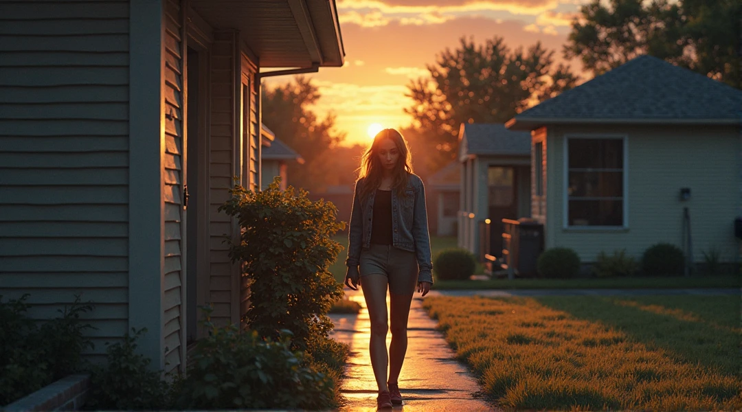 a photo of a woman at night, at the middle of a street, wearing a simple dress and a sweater, looking away, (holding a blue sweater on her hands:1.2), in front of an old American two floors wood houses, southern style, Florida countryside, a large tree with leaves covering all the street with dark shadows, (overgrown grass:1.3), Damaged asphalt, (suburbs:1.2), a taxi cab on the background, woman is desolated, smoke lights, desert street, Annie Leibovitz style
<lora:dark-cinematics:.6>
