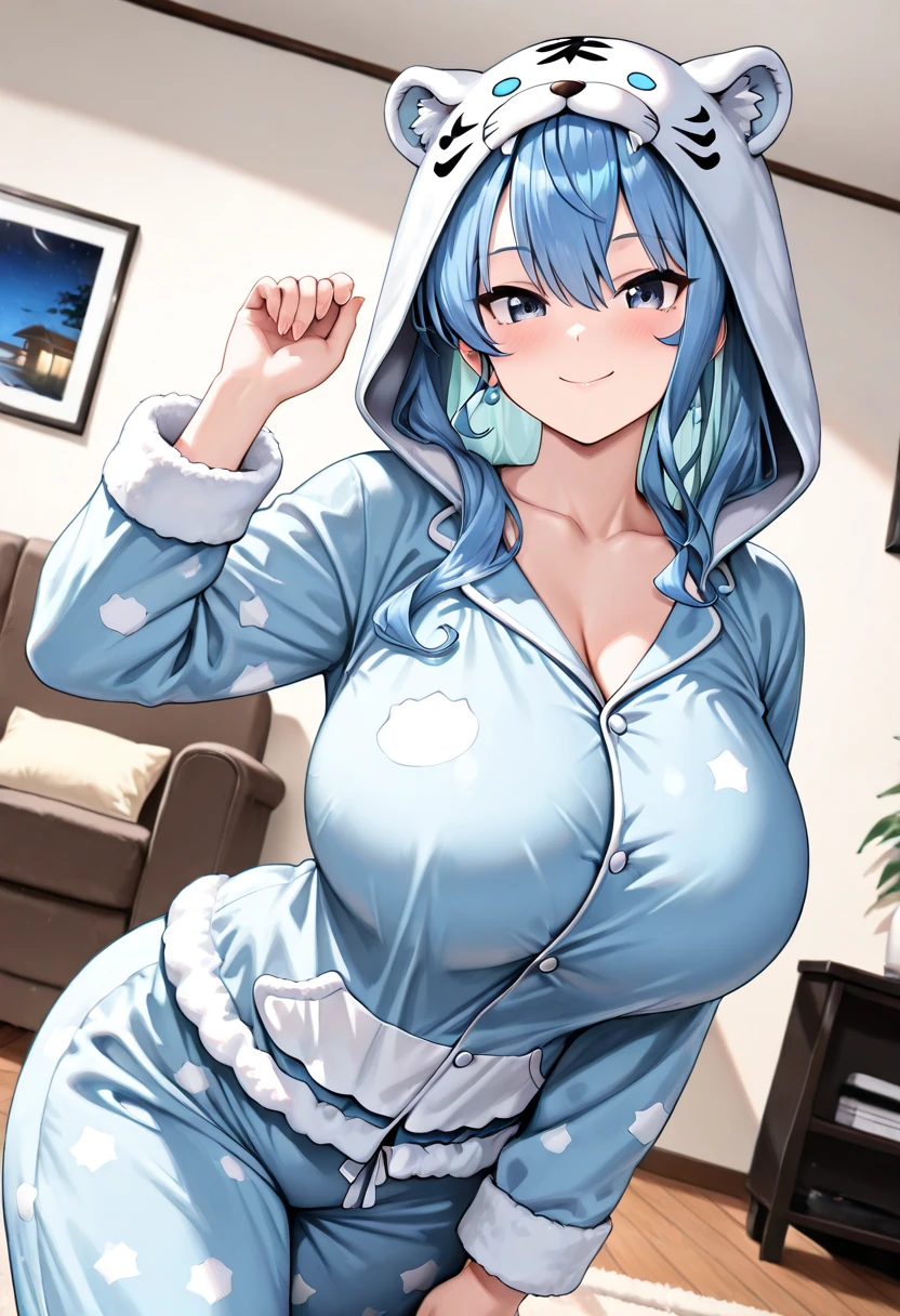 1girl, ultra high res, large chest, cleavage, bathrobe, wink,