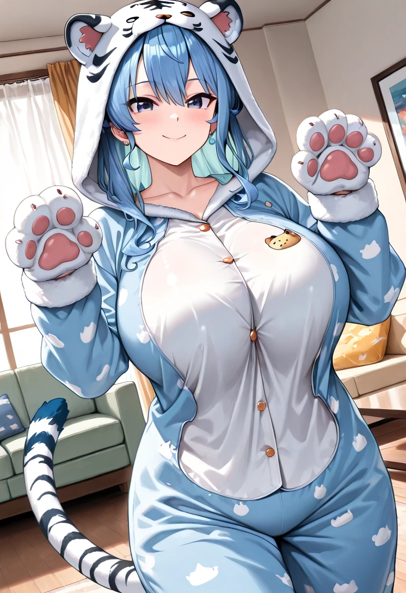 safe_pos, score_9, score_8_up, score_7_up, source_furry, furry, anthro, fox, chubby, fat, big breasts, Pajama party, foxes and wolfes, Pillow fight, pajamas, zPDXL3