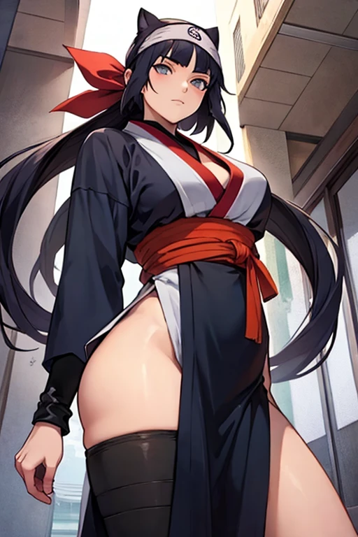 1girl black hair yellow eyes very long hair pale skin angry bodybuilder huge breasts muscular toned body curvy wide hips thick thighs (kimono)