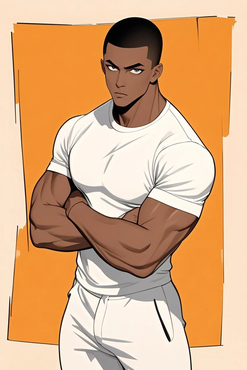 full body in image, masculine pose, unique hair, full man, casual black t shirt, white harem pants, male body, slender body, short hair, full body, hot body, sexy male body, dinamic pose. detalied pose, body, simple background, expressive face, focus on face, line art, sketch
