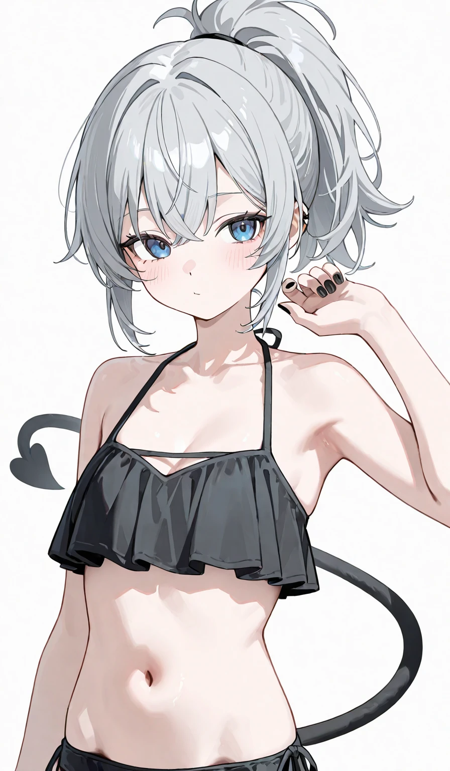 anime, flat design, , grey hair, bob cut, , one color scheme
