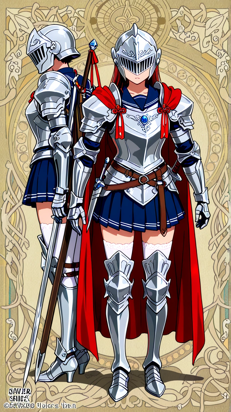 "(masterpiece), best quality, 
1girl, (80s anime style:1.5), (eyelashes:1.5),
(intricate high detailed body:1.2), 
black hair,  
(hair between eyes:1.2), 
brown eyes, 

(pelvic curtain:1.1),  
(detailed pupils:1.1), 
happy, smile, 
(knight armor, armored boots, capelet:1.2), 
sleeve, hair ornament, 
standing, 
full body, 
( white background:1.3)"