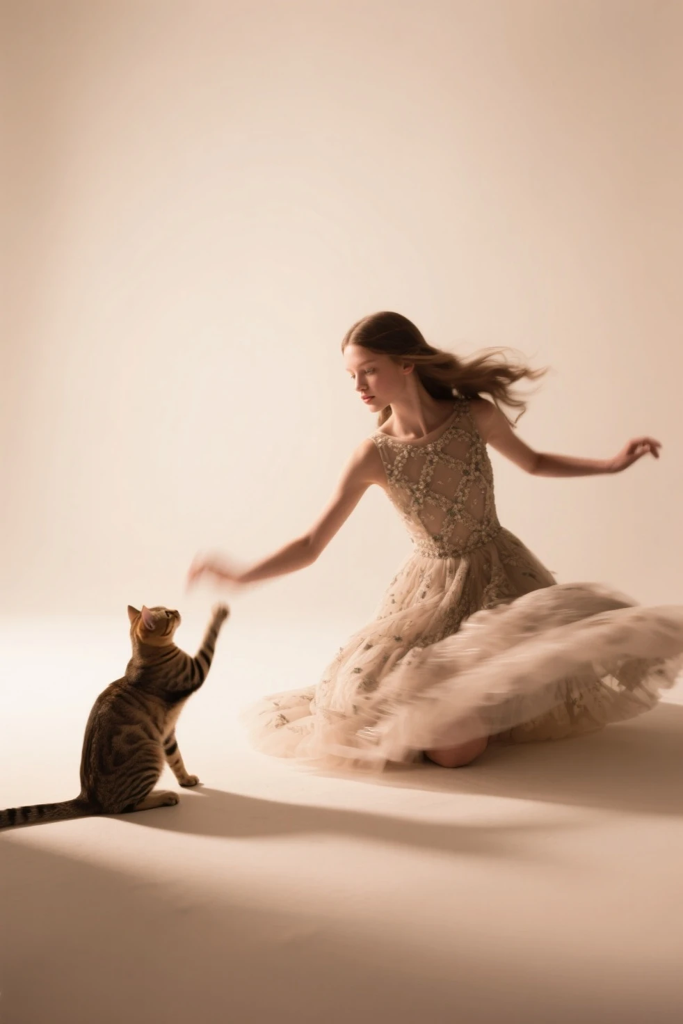 Best Quality, Masterpiece, extra high resolution, (realistness: 1.4), Original Photo, 2 girls, Dressed in a dance dress , Cat Clothes, Film Lighting, big breasts, Movie poster