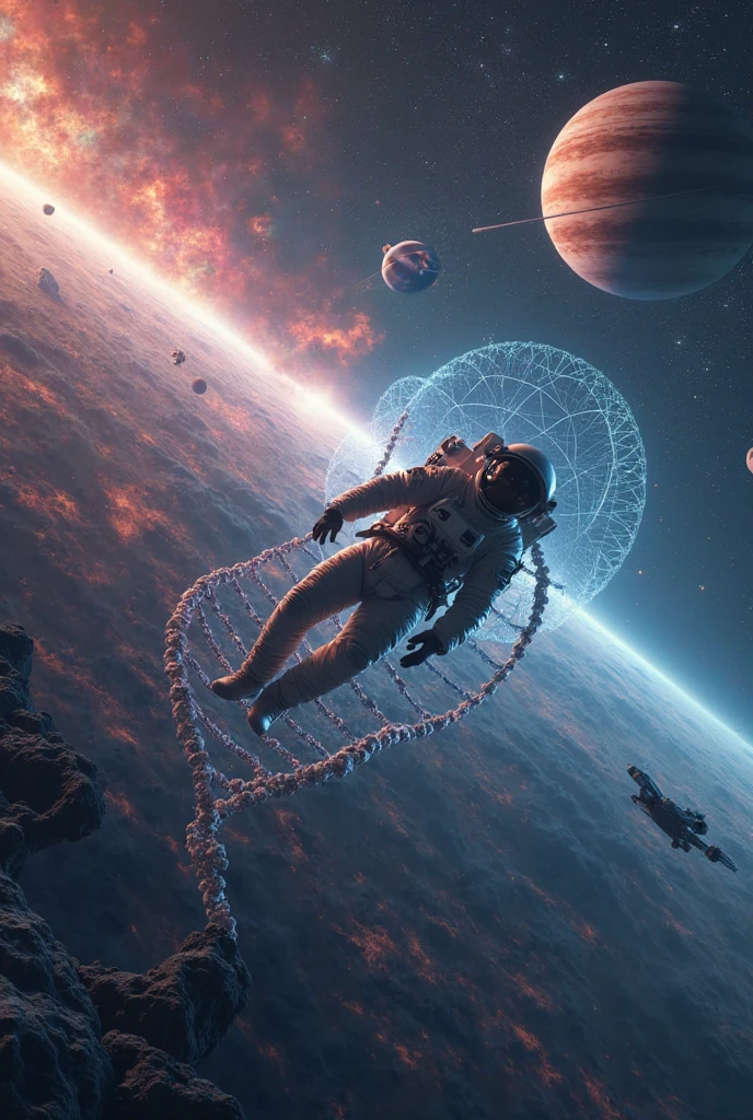 a close up of a person in a space station with a spaceship in the background, depicted as a scifi scene, award winning scifi art, science fiction art, scifi art, science fiction digital art, sci-fi digital art, sci-fi illustrations, sci fi art, sci - fi illustrations, science fiction art ], sci fi artwork, sci - fi art