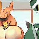 furry, Kemono, cow girl, cow bell collar, dragon, score_9, score_6_up, zPDXL ,female, big tail, ((big thighs, thick thighs, big hips, prominent hourglass figure, big breasts, )), (giant stature, large female, tall), hairless, Charizard, cowgirl, breast milk latte, (green apron), voluptuous, no nipple, (taller), cafeteria, sideview character, Taller than the door