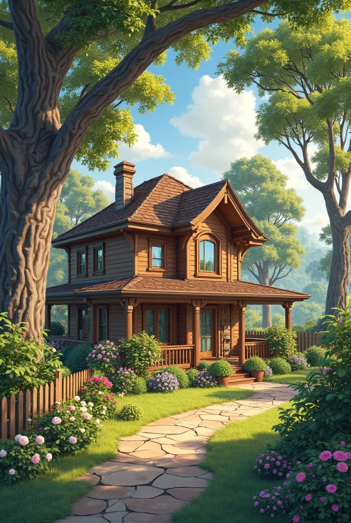 House with the trees background - SeaArt AI