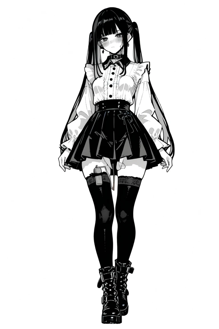 best quality, graphite \\(medium\\), highres, absurdres, perfectly drawn hands,,,,, nami,,,,, high stockings, panties, over knee boots,,,, looking at viewer, (detail fingers), bare_hands, (beautiful_face), ((intricate_detail)), ((finely_detailed)), fine_fabric_emphasis, ((glossy)), standing