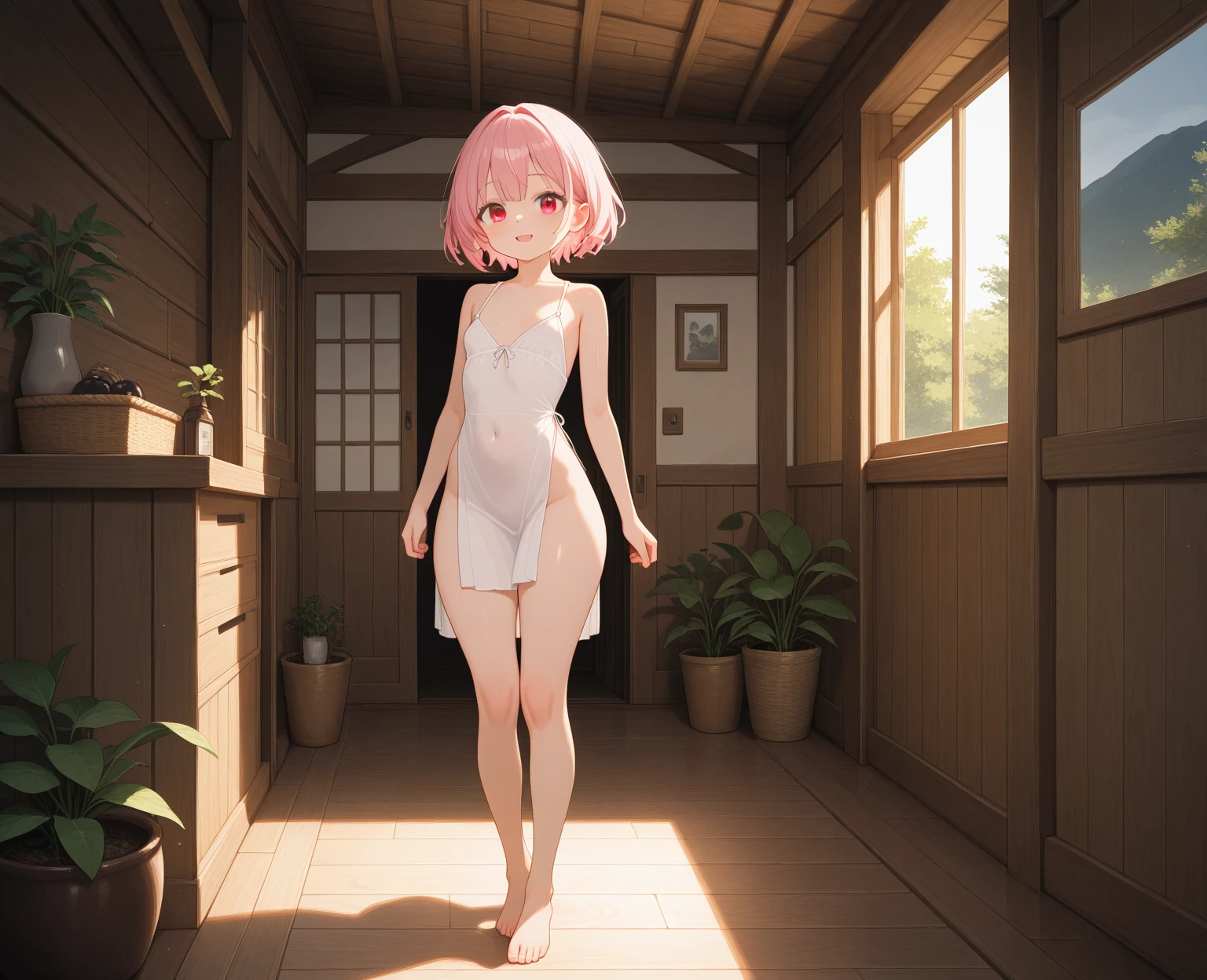Highest quality,masterpiece,Bad security,Walking around naked,Slut,Beauty,night,Nipples,Simple,Enjoying exposure,Natural Hair Color
