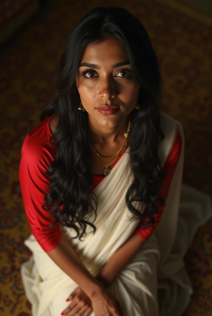 Photorealistic photographic portrait of an exotic and beautiful Indian woman looking into camera, crying while masturbating, ((completely nude)), ((beyond perfect body)), ((photorealistic)), ((cinematic photorealism, high definition))((crying during masturbation))