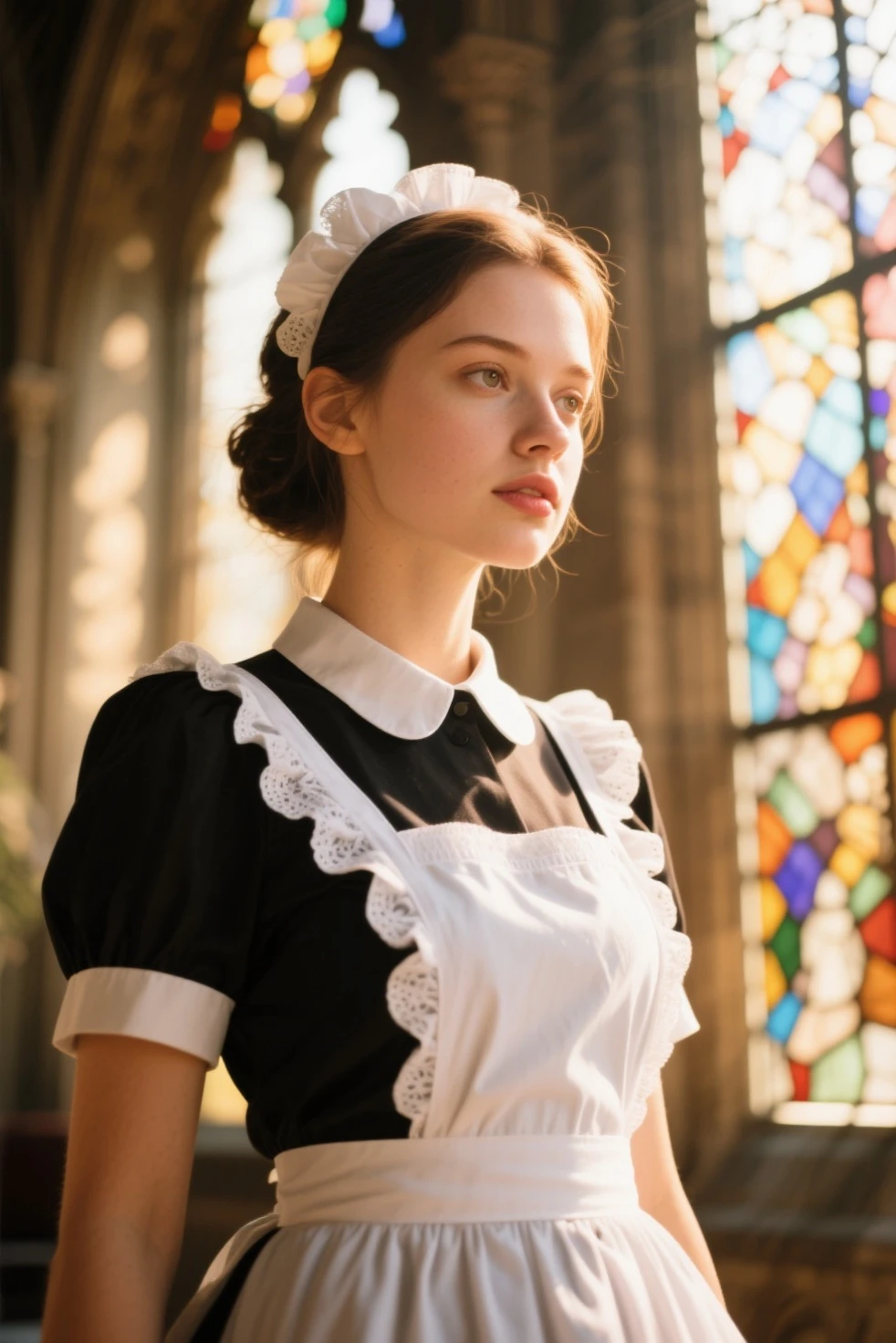 maid clothes,Take your eyes off,Pensive expression,bobhair,Hands near the face