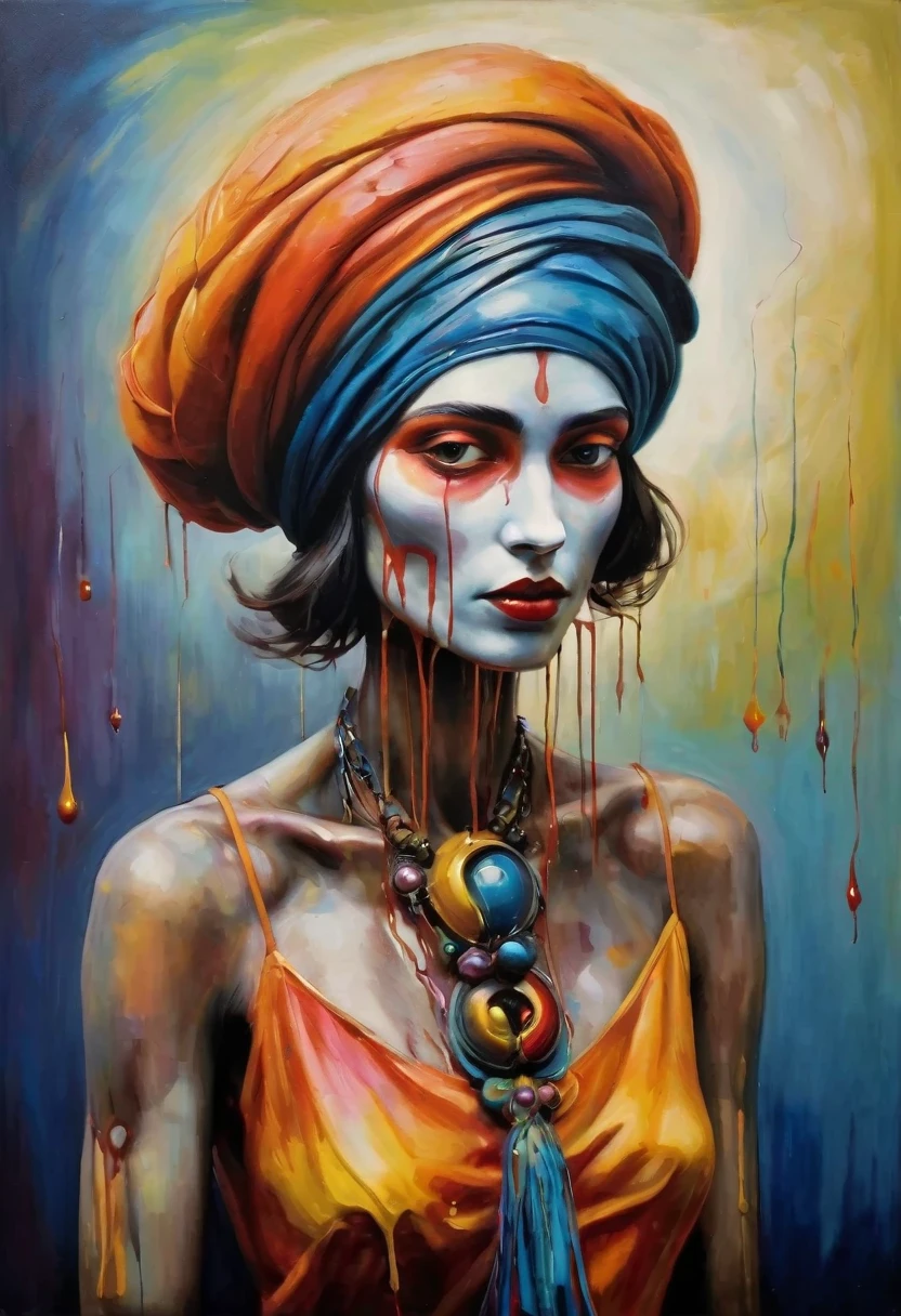 (Artistic Masterpiece of Romantic Life) ( (Themed Art of Life) ( (Conceptual Art) (NFT Exclusive) (Fauvism Work) ()”) Where visual poetry transcends traditional boundaries and embraces the dynamic interplay between creativity and technology Takes),dripping paint,darkart,style, in the style of esao andrews