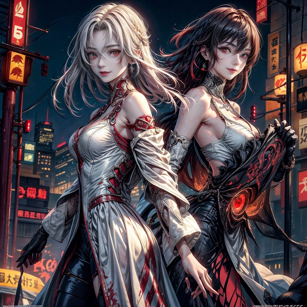 ((masterpiece:1.4)、(top-quality:1.4)、(reallistic:1.7))、Dirty pair、Sexy duo、Super sexy daughter、Super beautiful girl、((2girls:1.4))、Shiny natural skin texture、Glossy luxury latex、Luxury Latex Bodysuit、By Luis Royo、age19、Super Ultra Ultra Bikini、(Two arms:1.4、Two legs:1.4)、(perfect anatomia:1.4)、(Perfect female body:1.4)、Portrait photo of a girl、Soft front light、beautiful countenance、kawaii faces、Beautiful udder、Colossal tits、Beautiful ass、A detailed eye、Draw eyes clearly and beautifully、beautidful eyes、Narrow waist、Raw photo、red-lips、Red boots、a choker、a necklace、耳Nipple Ring、1 screen display、City of the Future