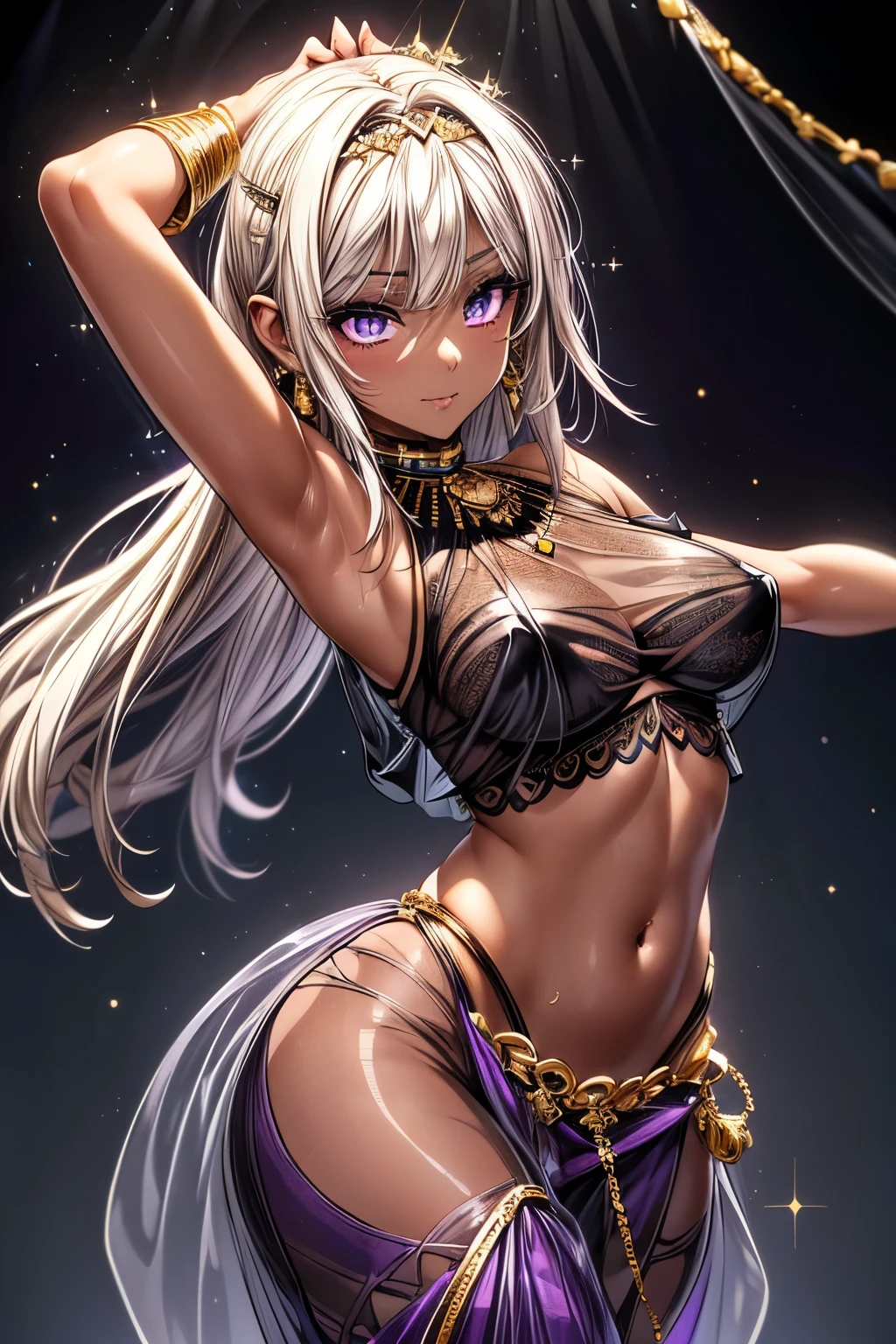 close shot of an attractive and alluring female dancer on stage, elevating leg, dancing, pale beauty, slim, fit, hourglass figure, artistic, night club, neon lights, high contrast (insanely detailed, beautiful detailed face, masterpiece, best quality)