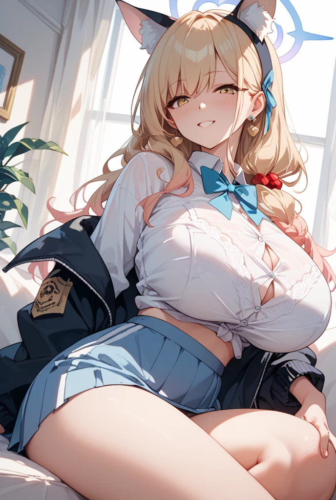 (high quality,Very detailed:1.37, High resolution), Woman, Serval Landau, jeans, large breasts, wetting herself, (standing:1.5), embarrassed, humiliation, (sweating:1.5), (blushing:1.5), Meticulous details, (extremely detailed eyes:1.37)