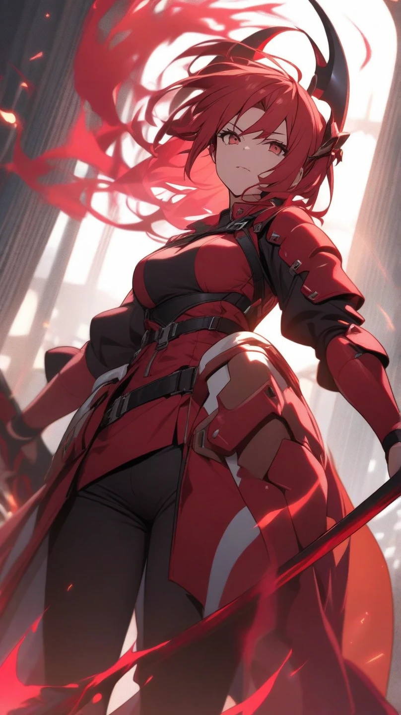 girl, Full body, red hair, armor, white background, Shield equipment, wing,