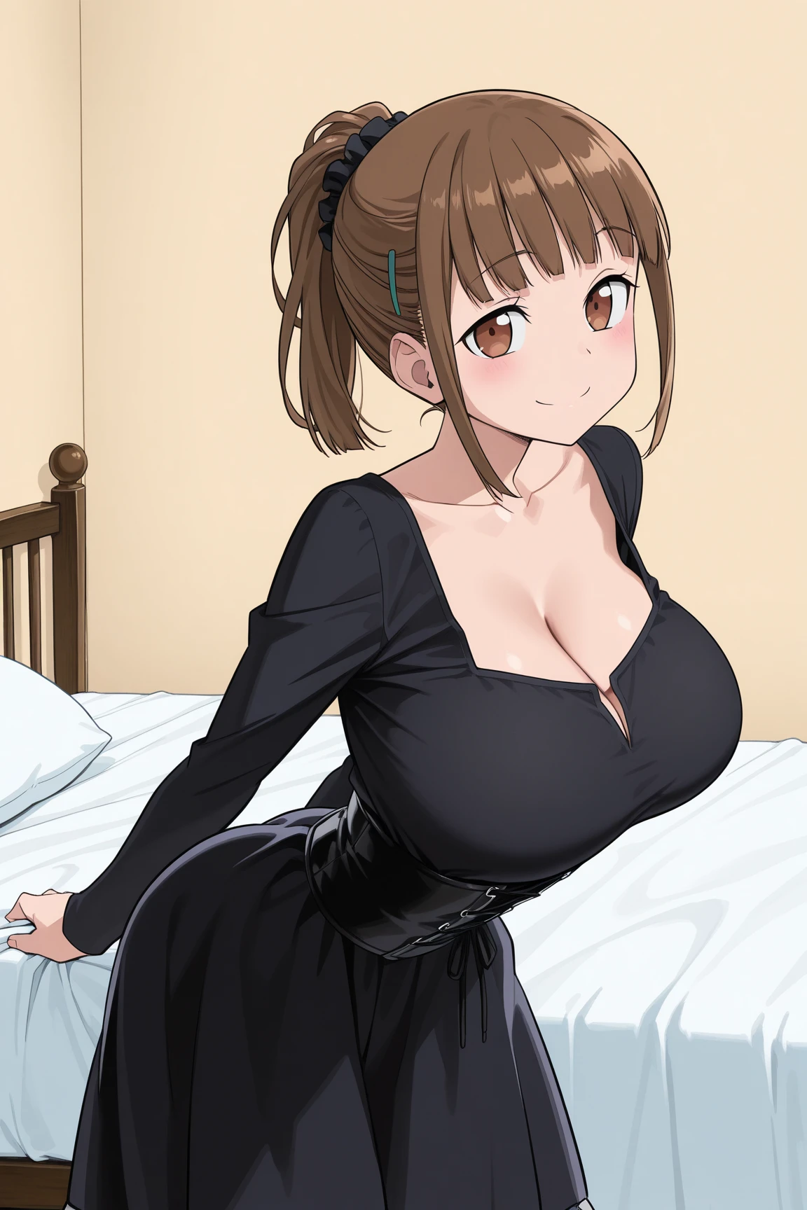 1girl, solo, large breasts, cowboy shot, (bedroom:1.2), sitting, white panties, nose blush, closed mouth,
amano_megumi, green eyes, bright pupils, white pupils, brown hair, low twintails, sweater dress, ribbed sweater, turtleneck, <lora:amano_megumi_pony_ver1:0.7>, score_9, score_8_up, score_7_up, BREAK source_anime, best quality, masterpiece, uncensored, solo,