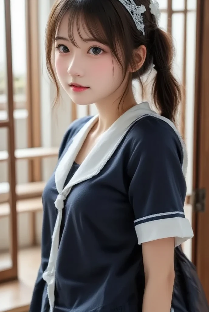 sailor suit, wet, girl, exquisite, wallpaper, 8K, pretty, exquisite