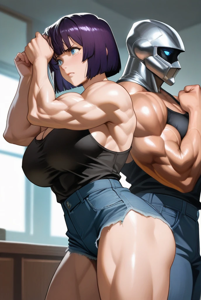 anime girl with cow ears and cow tail, muscular!!, muscular!, muscular girl, Oppai, biomechanical Oppai, muscular!!!, Makoto, sww version, strongest pose, Chun Li na academia, muscular!! Sci-fi, inspired by Masamune Shirow, makoto kano, Oppai proportions, makoto shinka