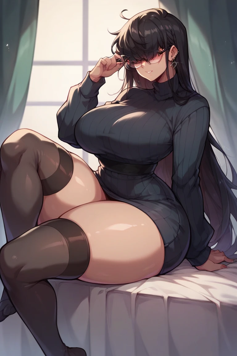  Rosanna Pompei, Woman, 18, sexy, pretty face, long black hair, blue eyes, busty, big breasts, wearing hoodie, cleavage, squatting, legs spread open, in a dark room, candles, checkerboard floor, magic, 