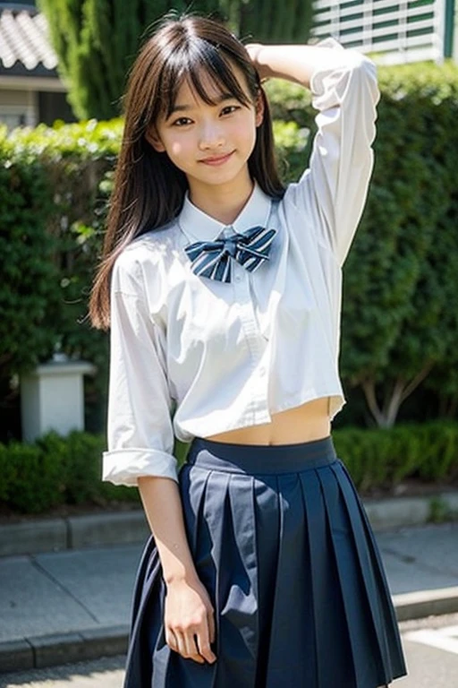 the Extremely Detailed CG Unity 8K Wallpapers、top-quality、ultra-detailliert、masterpiece、realisitic、Photo Real、extremely detailed cute girl、18year old、(High school student in Japan uniform)、(((skirt lift by yourself)))、(Lifted by yourself)、panties on、panties focus、red blush、cparted lips、looking at the viewers、Semi-body shot、(Random locations of Japan schools)、(Japan high school uniform and designated shoes)、(short plaid skirt:1.5)、(Short sleeve white shirt for students)、 (neck tie:1.2)、(light brown random hair)、(See-through wet white panties:1.5)、(cammel toe)、(Black loafers:1.5)、(beauitful face:1.3)、(perfectly proportions:1.2)、(Long feet:1.2)、(small tits:1.3)、(Panties can be seen from under the skirt:1.3)、(Textured skin)、Random angles、((to jump))