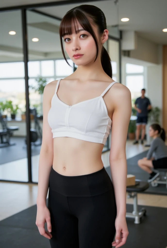 (realistic), (hyperrealism),best quality, masterpiece,ultra high res, (photorealistic:1.4),1girl,(looking at viewer:2), <lora:add_detail:0.6>,
tanktop, sweat pants, jogging, headphone, navel,
cowboy shot, <lora:makina69_eunha_v1.0:1>, blonde hair