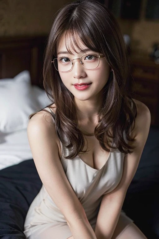 (8k, RAW photo, best quality, masterpiece, extremely detailed:1.2),(realistic, photo-realistic:1.4), sharp focus, bokeh, detailed 8k background, soft light, (from below, back shot, upper body, squatting:1.2),
extremely cute 1 Japanese girl, detailed stylish random fake glasses, (extremely detailed brown eyes with highlight:1.2), solo, 18 years old, extremely detailed cute face, (detailed extremely pale skin), detailed black hair, looking at viewer, seductive smile, perfect anatomy, white lace lingerie, bare legs, big ass, sexy body, sexy pose, half undress,
modern bed room