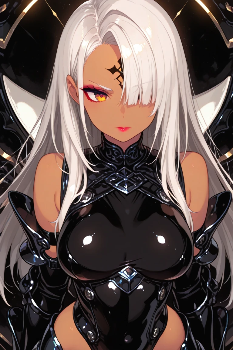 High resolution, detail, 高いdetail, Shortcuts, Gray Hair, Grey Hair, Silver Hair, Exposed breasts、Open your mouth, Red eyes, Multiview, accessories, Illustration, Anime Style, girl、Whole body、