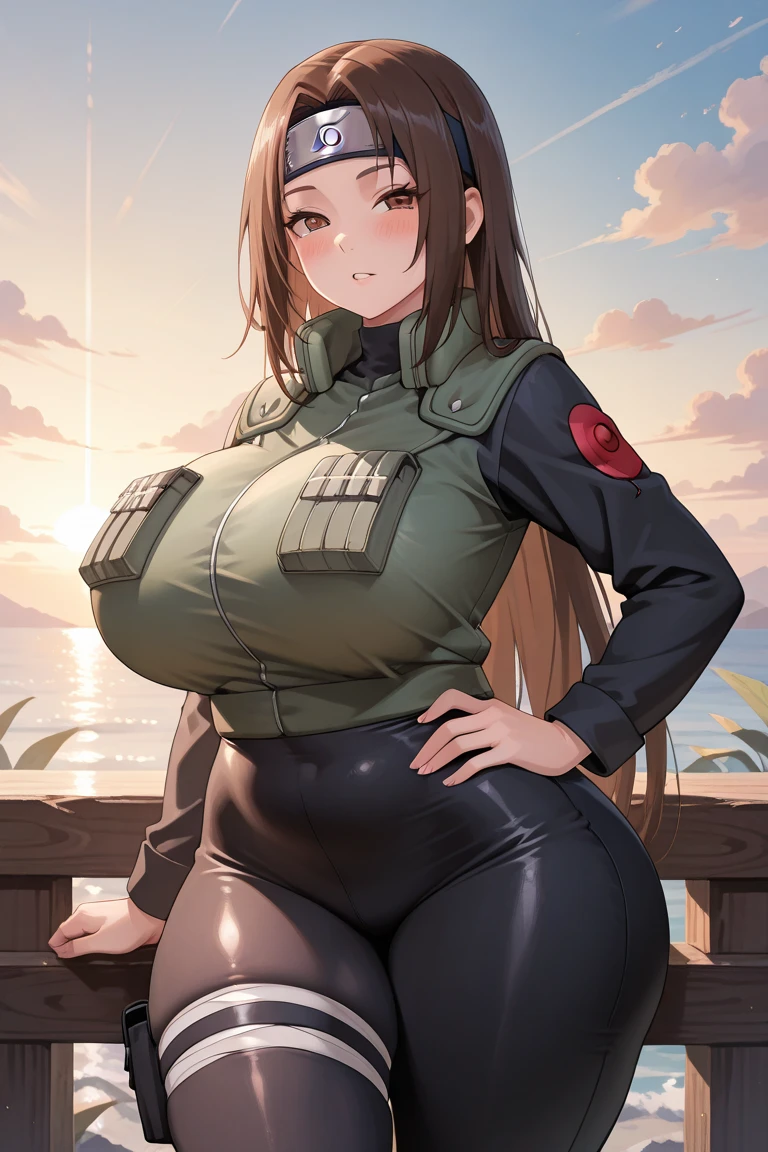 Female mechanic、Swollen nipples、Green Eyes、Braid、Brown Hair、Medium Hair、Chubby、Large build、Spreading her legs、Grey SF Bodysuit、Shirt lift green cargo pants、blue baseball hat、Hands on your knees、:d、Embarrassing、Sweat、Huge breasts、Fat belly、Thick thighs、Beach
