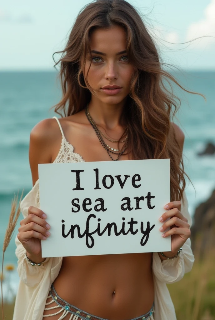 Poster for a yakuza film, showing a back view of a woman with tattoos all over her body, with a simple background and the words "SeaArt INFINITY" written in large letters in the center,