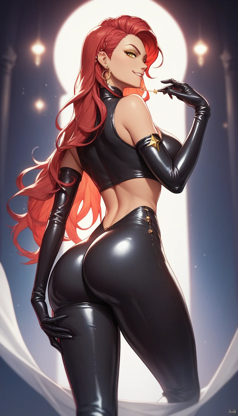 (best quality,4k,8k,highres,masterpiece:1.2),ultra-detailed,(realistic,photorealistic,photo-realistic:1.37),HDR,UHD,studio lighting,ultra-fine painting,sharp focus,physically-based rendering,extreme detail description,professional,vivid colors,bokeh,portraits,gothic style,grayscale color tones,soft lighting,sexy glossy black latex outfit, NSFW outfit,exposed breasts,confident expression,provocative pose,heavy eye makeup,thick eyelashes,perfectly defined eyebrows,seductive lips,pale complexion,curvaceous body,fit and toned physique,dark long flowing hair,artistic black and white background,dominant and alluring aura,sexy heels,high heels,bold accessories,high contrast visuals,subtle shadows and highlights,subdued colors,sublime atmosphere,mysterious vibes,sensual composition,enhanced cleavage,emphasis on body curves,exquisite details on clothing and accessories,meticulous attention to skin texture and details,tantalizing gaze,hauntingly beautiful,exuding confidence and power,irresistible magnetism,impeccable composition,visually captivating,unforgettable artwork, holding a whip, thigh high leggings, naked breast exposed, big cameltoe, visible cameltoe,oiled up, NSFW
