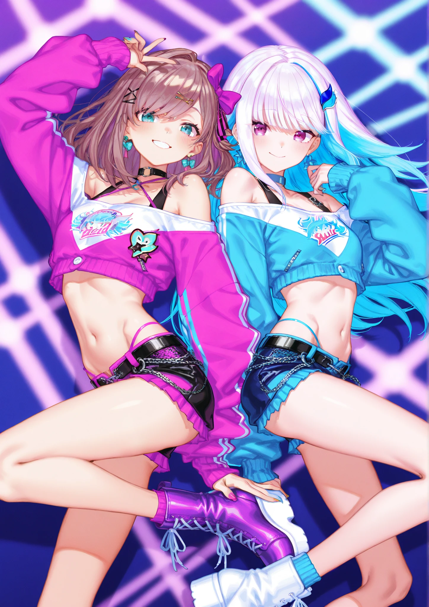 Colorful hair and colorful underwear, Rossdraws pastel vibrant, Rossdraws cartoon vivid, anime style 4K, beautiful anime portrait, art garm colorful! 、! dream art garm, beautiful anime girl, anime style digital art, anime art wallpaper 4k, anime art wallpaper 4k, digital anime art, very fine art garm
