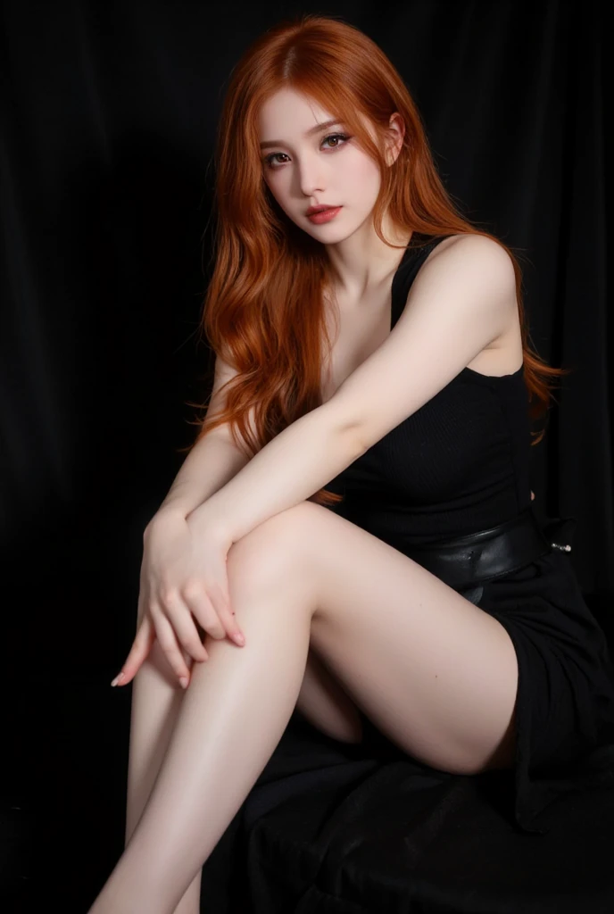 1girl,full body,red hair, blue eyes,nude,beautiful face, pale skin,earrings,necklace,bracelet,blurry background,