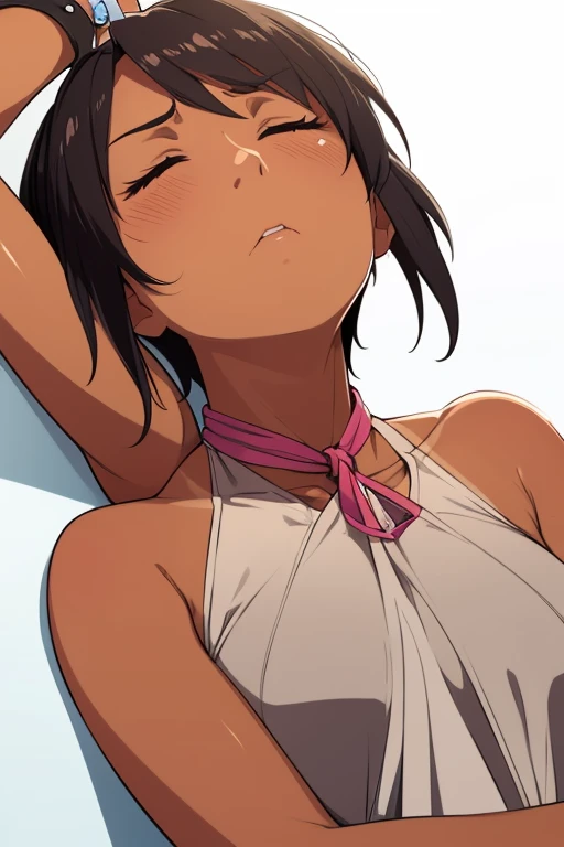 Hard Sex、Dialogue、Sound effect、Petiteな女性、Brown skin、、low length、、Small breasts、Black Hair、short hair、Big round black eyes、Sigh、blush、Ahegao、Ecstasy face、naked、全naked、Sexy pose、Raise your arms、smile、Showing teeth、Naughty、Spoiled brat、Lie on the bed in the room、Round face、Round body、 body type、Lie down with your legs spread、pussy opens、Open the vaginal opening、Shaking Body、Trembling Body、Sweat