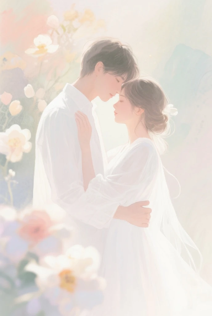 Painting of bride and groom in wedding dress, author:Uesaka Seka, author:Hiroshi Yamagata, author:Kiyochika Kobayashi, author:Iwao Takamoto, author:Yasutomo Oka, author:Nobusada Yanagawa, author:Tsuji Fujita, author:Nanmi Morikage, author:Yasutomo Oka