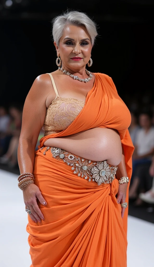 a close up of a person with a very large belly, photo from the front, full growth from the front, centered full body front-shot, photo taken from front, taken in the early 2020s, showing her shoulder from front, seen from the front, photo still of frontal view, half body cropping