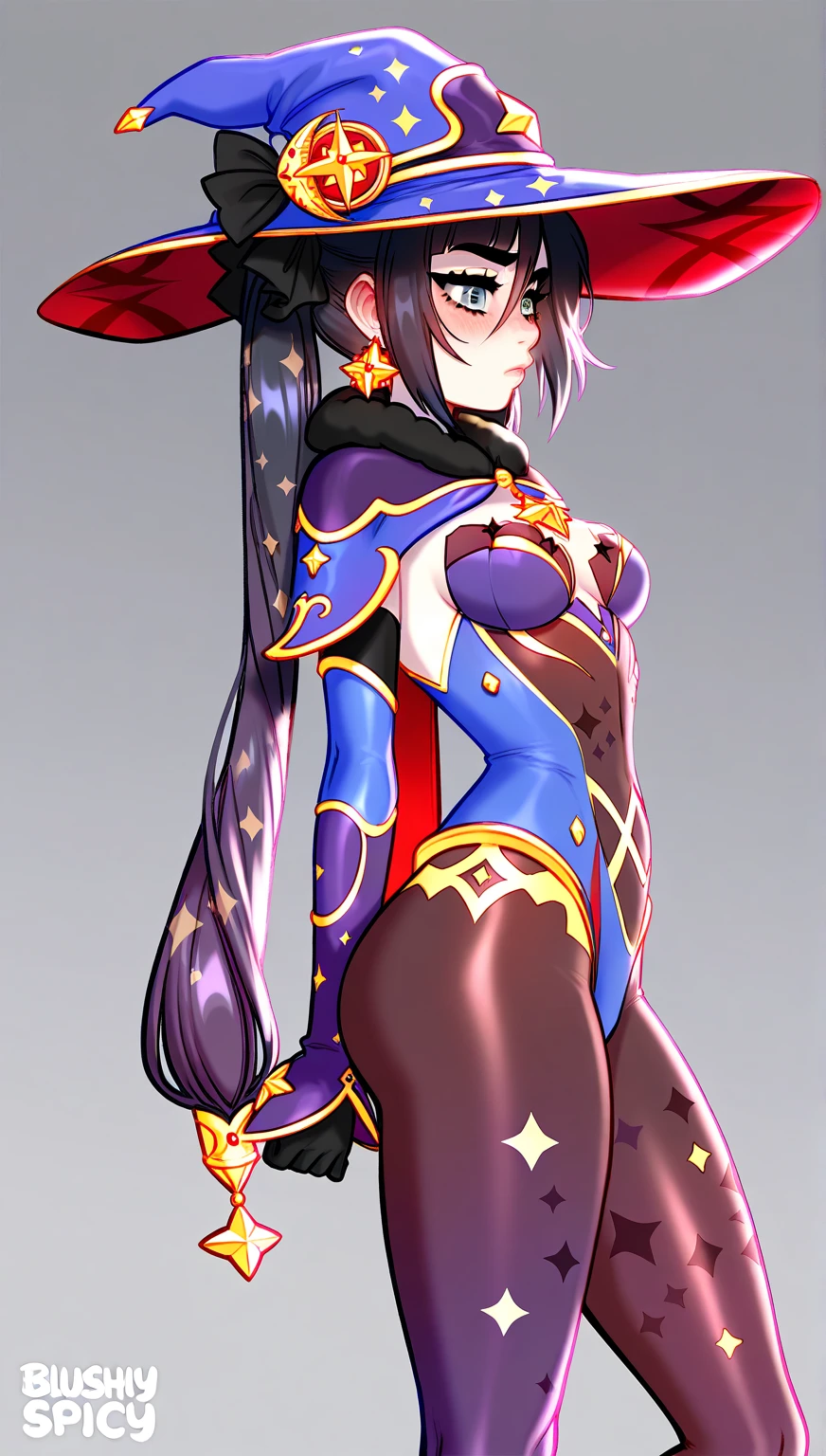 blushyspicy , Mona , small breasts, narrow waist, tight clothing, Standing, side view, enorme culo