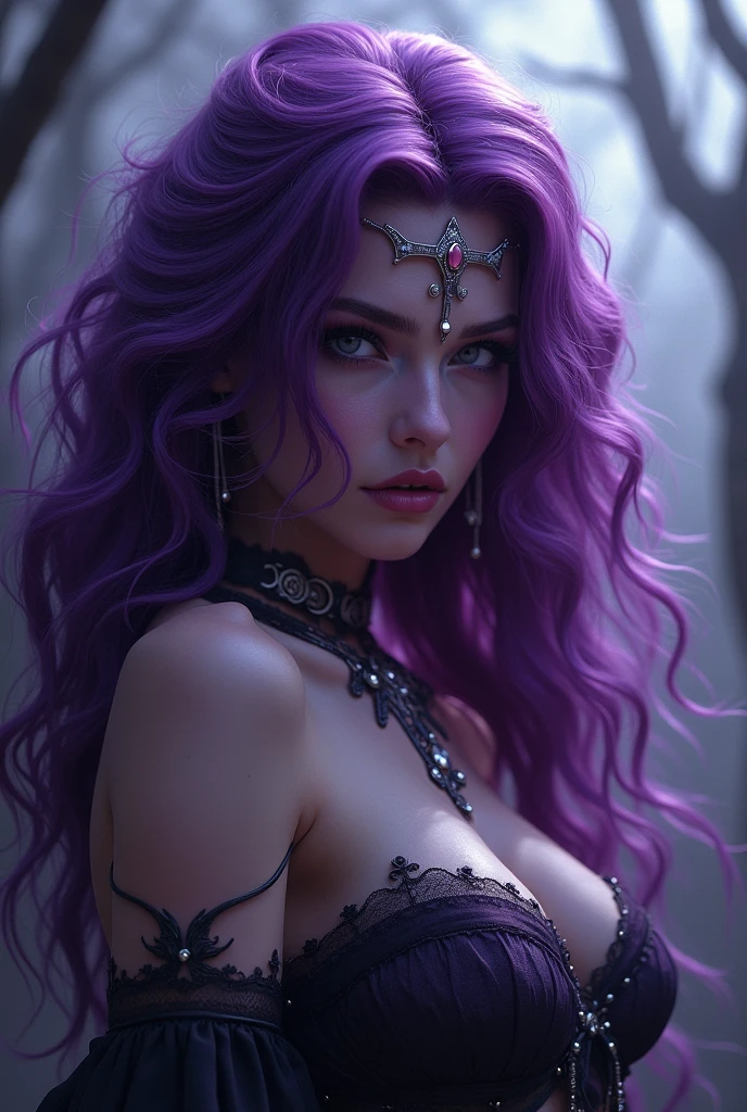portrait, masterpiece, best quality, (purple theme, limited palette:1.3), (vampire 1girl, dynamic pose, intricate fractal, evil, extra arms, wind, silver revealing clothes, comic, light purple hair absurdly long hair half updo, perfect face, silver eyes), medium breasts, (highly detailed), (perfect face),((eyelashes)), (realistic), thick lips, shrine, spot color, night sidewalk background, runes, by Jeremy Lipking, by Antonio J. Manzanedo, by Frederic Remington, by HW Hansen, by Charles Marion Russell