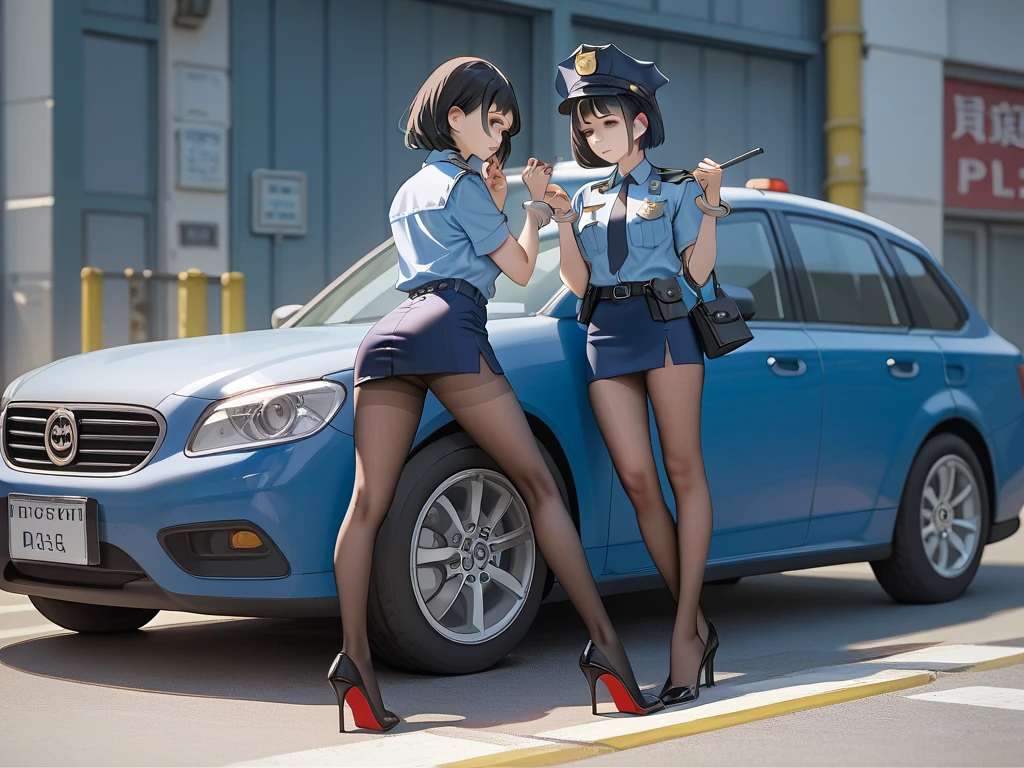 (((masterpiece, Highest quality, High resolution, 超High resolution, Perfect Pixel, Depth of written boundary, 4K, RTTX 10.0))), Beautiful Anime Woman, Beautiful art style, Anime characters, ((Smooth texture, Realistic texture, Anime CG Style)), Exact finger count、Exact number of legs、(Exact number of arms:1.0, Exact number of hands:1.0), (Perfect hands, Perfect Anatomy), Cinematic, Realistic, Extremely detailed CG, Daytime lighting, Perfect lighting, Best Shadow, The best natural light, A separate, precisely shaped car, whole body, Perfect body, バランのとれたPerfect body, Perfectly balanced style, Slender body, ((bangs, Reddish brown hair, Bobcut)), ((Back view of a pretty adult woman standing in a sexy pose in front of a car:1.8)), (pussy juice:1.5), ((Bow tie around neck:1.3), (Sexy and cute blue underwear:1.3), (Stylish shiny blue satin panties, Side-tie blue full-back panties, Blue full-back panties with lace trim:1.3), (Light blue panties:1.3), (Blue micro lace satin bra, Blue bra with lace trim, Thin bra:1.3), (garter belt, Garter Strings, Knee socks:1.3):1.3), (motor Show, Many visitors in the background, Crowded venue, A show car on display in the background, indoor:1.7), naked, In underwear, Angle from directly behind, A close-up angle of a butt in blue full-back panties