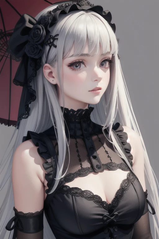 Yandel She&#39;s masterpiece,Best quality at best,ultra - detailed),1个Giant Breast Girl,beautiful and detail face, 詳細な目,looking at viewert, Multicolored eyes,((gray theme),((frustrated, grieves, Melancholic)),gray colored skin,Tired expression,sad,Swelling of the eyelids,((Very close)),weeping,Gothic makeup, hair over eye,Eyes covered by hair,There  a dark cave in the background,